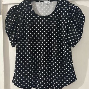 Elegant Black and White Polka Dot Blouse